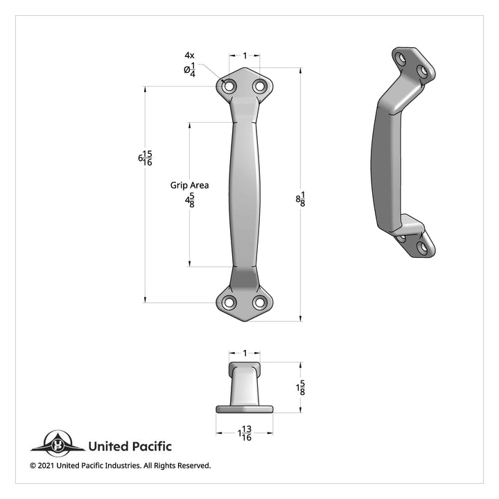 Chrome Die Cast Grab Handle Kit With Mounting Hardware