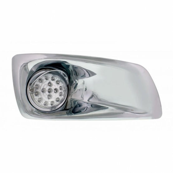 Fog Light Cover With 17 Amber LED Hi/Lo Reflector Light &amp; Visor For 2007-17 KW T660- Passenger-Clear Lens
