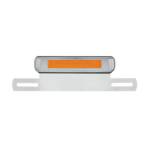 Chrome License Plate Light & Bracket With Amber LED Auxiliary Light - Amber LED/Amber Lens
