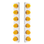 SS Front Air Cleaner Bracket With 12X 17 Amber LED Dual Function Reflector Lights & SS Bezels For Peterbilt-Amber Lens