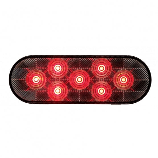 7 LED Oval Light (Stop, Turn &amp; Tail) - Red LED/Clear Lens