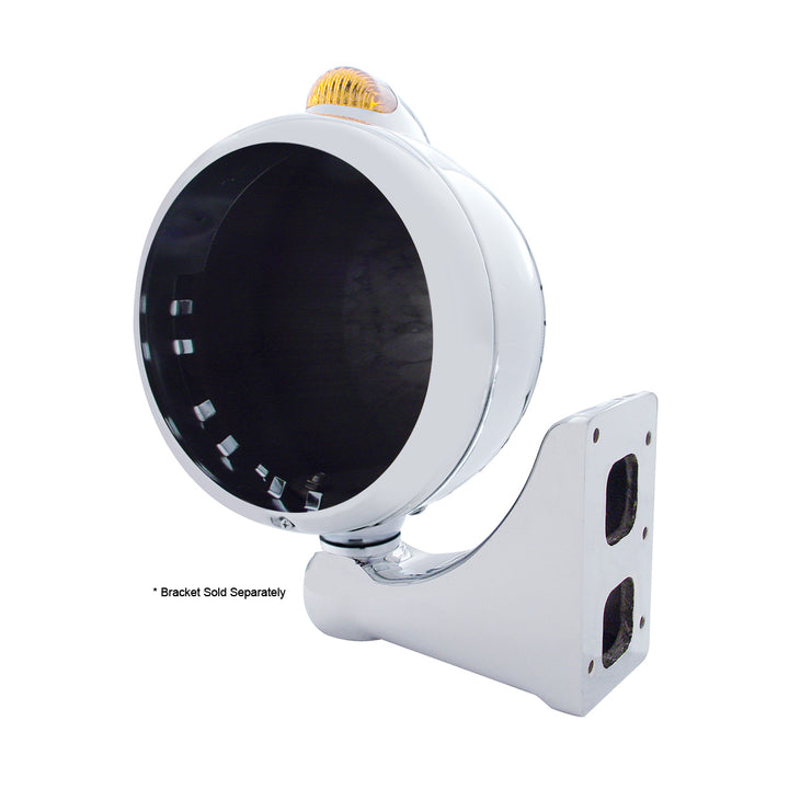 Stainless Steel Guide 682-C Headlight No Bulb With Dual Mode LED Signal - Amber Lens