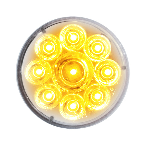9 LED 2-1/2" Round Pure Reflector Light (Clearance/Marker) - Amber LED/Clear Lens