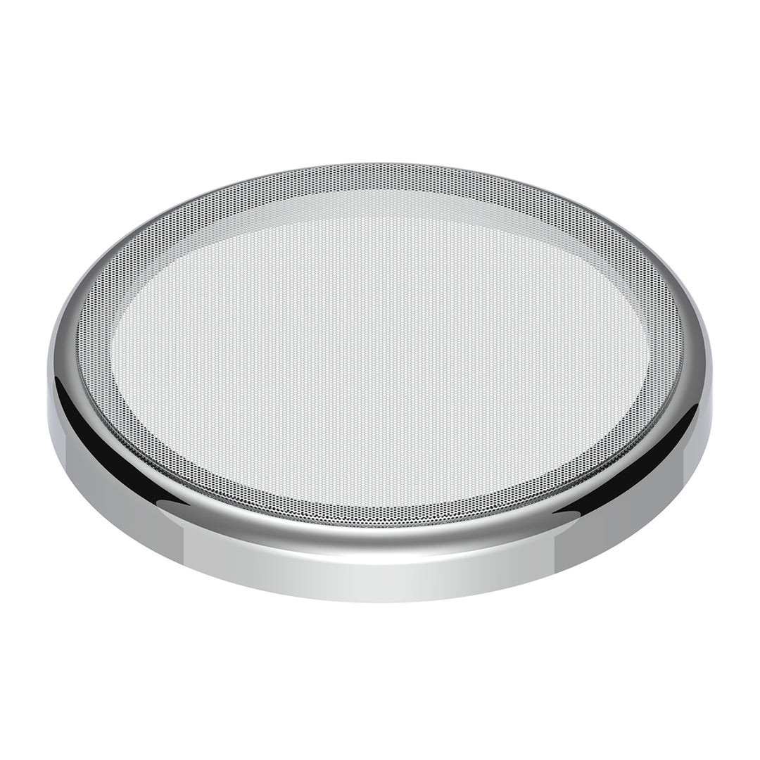 Chrome 7-¼" Round Speaker Cover For Peterbilt 389 (2008+), 388 (2008-2014), 379/378/335/330 (1995-2000), Snap-On