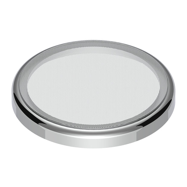 Chrome 7-¼" Round Speaker Cover For Peterbilt 389 (2008+), 388 (2008-2014), 379/378/335/330 (1995-2000), Snap-On