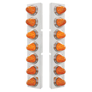SS Front Air Cleaner Bracket With 14X 11 Amber LED Watermelon Lights & Bezel For KW Trucks -Amber Lens