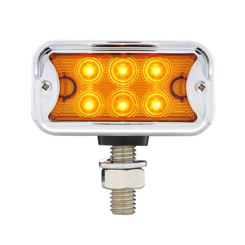 12 LED Dual Function Double Face Light W/Visor - T-Mount - Amber & Red LED/Amber & Red Lens
