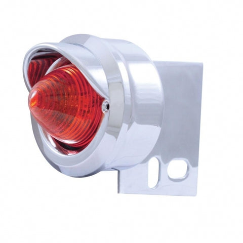 9 LED Beehive Mud Flap Hanger End Light With Visor - Red LED/Red Lens