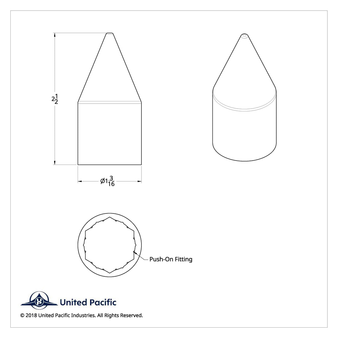 15/16" X 2-1/2" Chrome Plastic Spike Nut Cover - Push-On (Color Box of 60)