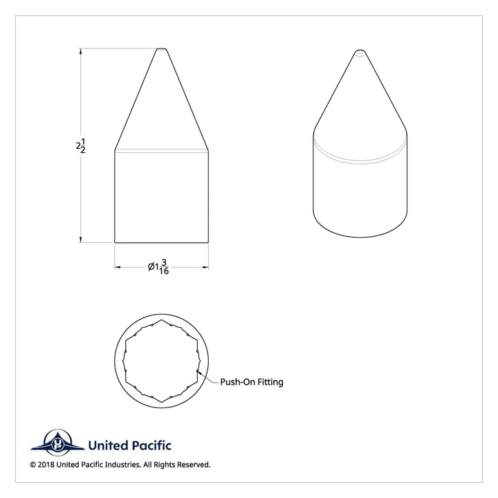 15/16" X 2-1/2" Chrome Plastic Spike Nut Cover - Push-On (Color Box of 60)
