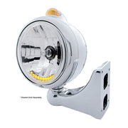 Chrome Guide 682-C Headlight H4 With 10 Amber LED & Dual Mode LED Signal - Amber Lens