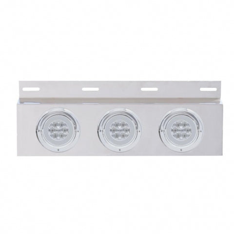Stainless Top Mud Flap Plate With 3X 21 LED 4" GloLight & Visors - Red LED/Clear Lens (Each)