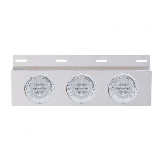 Stainless Top Mud Flap Plate With 3X 21 LED 4" GloLight & Visors - Red LED/Clear Lens (Each)