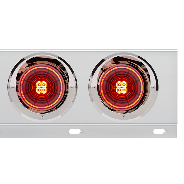 2-1/2" Bolt Pattern SS Spring Loaded Bar With 6X 4" 13 LED Abyss Lights & Visors - Red LED/Red Lens (Pair)