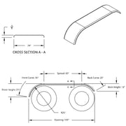 120" 430 Stainless Steel (16ga) Roll  Formed Edge Smooth Full Fender 60" Spread - SS Series (Pair)