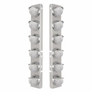 SS Front Air Cleaner Bracket With 12X 17 Amber LED Reflector Watermelon Lights & SS Visors For Peterbilt-Clear Lens