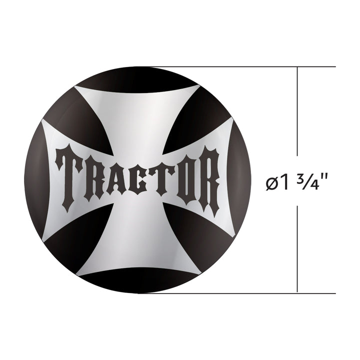 "Tractor" Maltese Cross Air Valve Knob Candy Color Sticker - Glossy Black