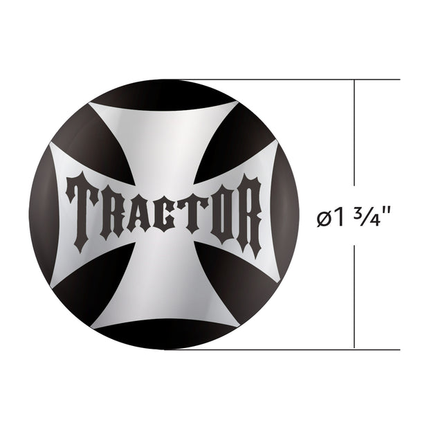 "Tractor" Maltese Cross Air Valve Knob Candy Color Sticker - Glossy Black