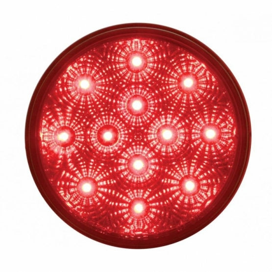 12 LED 4" Round Reflector Light (Stop, Turn &amp; Tail) - Red LED/Red Lens