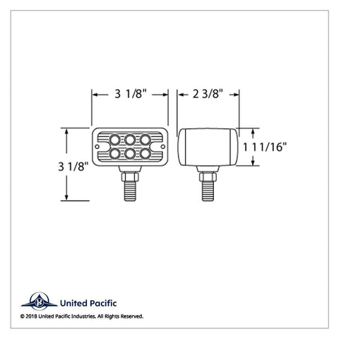 12 LED Dual Function Double Face Light - T-Mount - Amber & Red LED/Amber & Red Lens