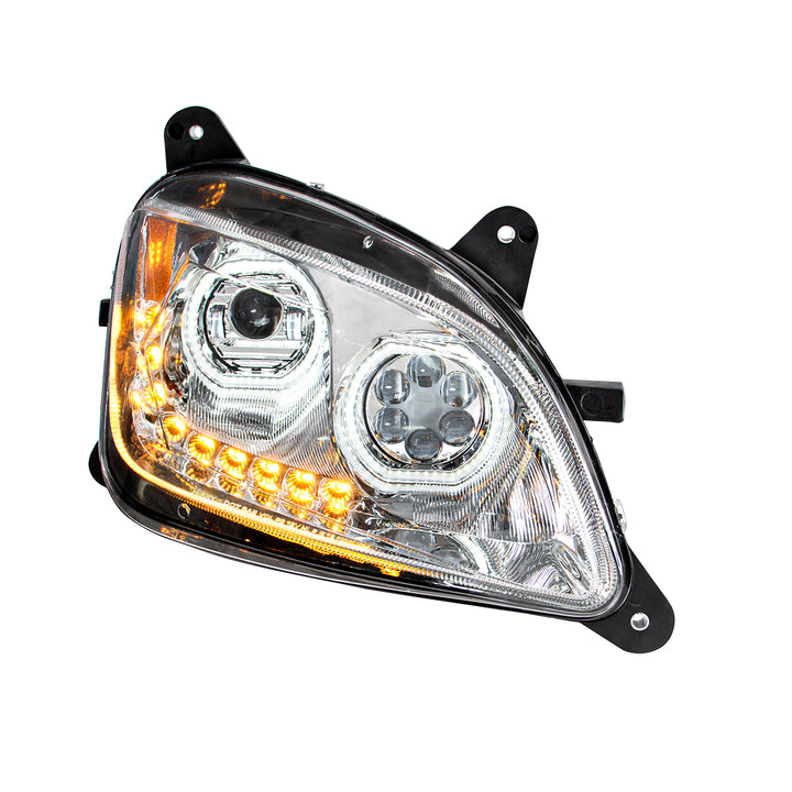 Chrome 10 LED Headlight For Peterbilt 587 (2010-2016) &amp; 579 (2012-2021) - Passenger Side