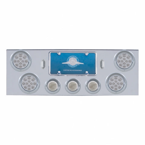 CR Rear Center Panel With 4X LED 4" Reflector Lights & 3X LED 2-1/2" Lights & Visors -Red LED/Clear Lens