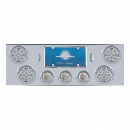 CR Rear Center Panel With 4X LED 4" Reflector Lights & 3X LED 2-1/2" Lights & Visors -Red LED/Clear Lens