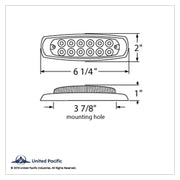 12 LED Reflector Rectangular Light With Bezel (Clearance/Marker) - Red LED/Clear Lens