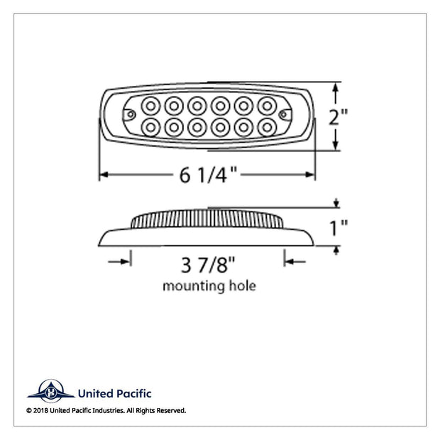 12 LED Reflector Rectangular Light With Bezel (Clearance/Marker) - Red LED/Clear Lens