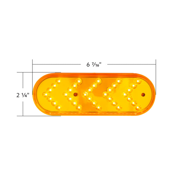 35 LED 6" Reflector Oval Sequential Turn Signal Light - Amber LED/Amber Lens