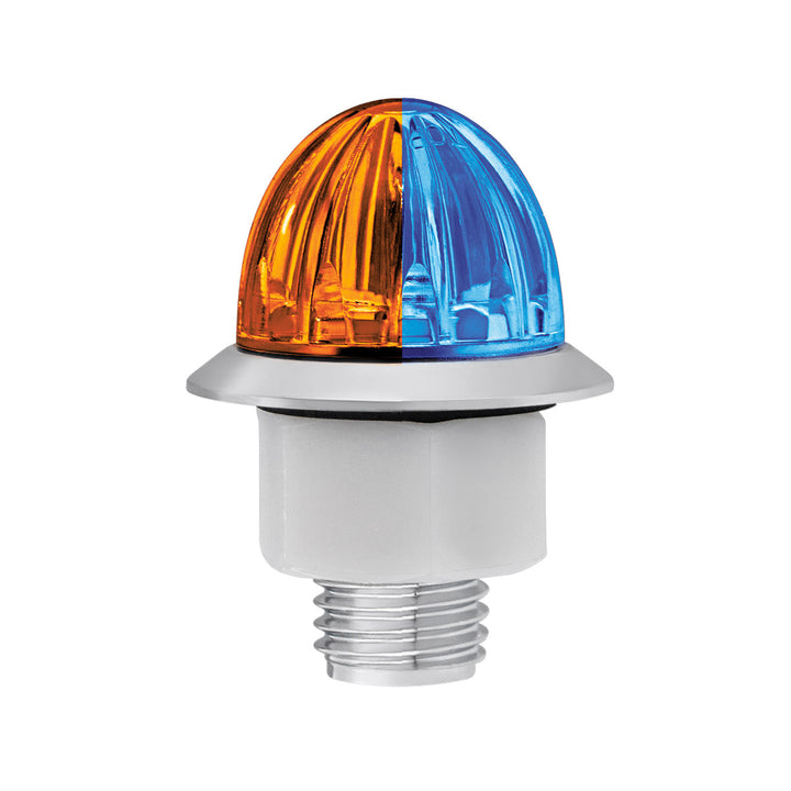 4 LED 3/4" Mini Watermelon Double Fury Light With Clear Lens - Amber &amp; Blue LED United Pacific 39231