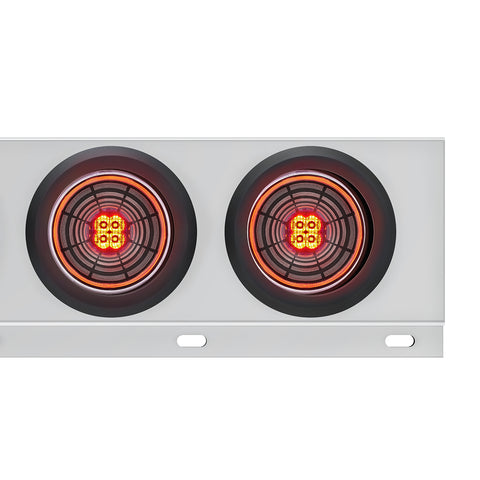 3-3/4" Bolt Pattern SS Spring Loaded Bar With 6X 4" 13 LED Abyss Lights - Red LED/Clear Lens (Pair)