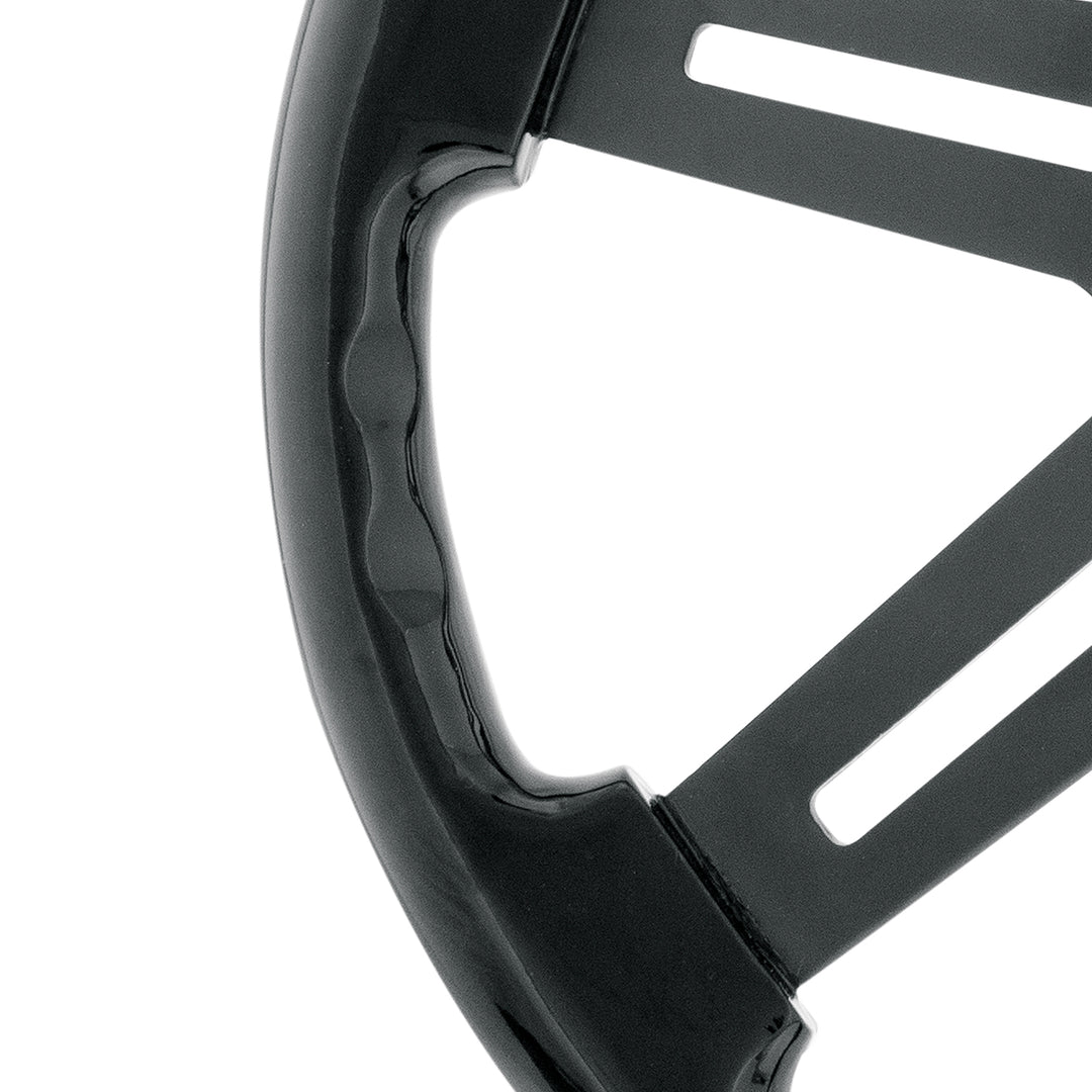 18" Matte Black 4 Spoke Steering Wheel With Horn Bezel &amp; Button-Gloss Black