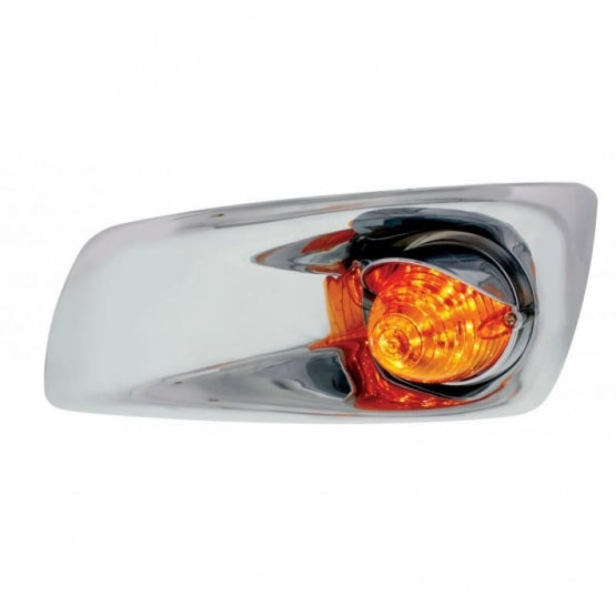 Fog Light Cover With 19 LED Beehive Light &amp; Visor For 2007-17 KW T660 (Driver) - Amber LED/ Amber Lens