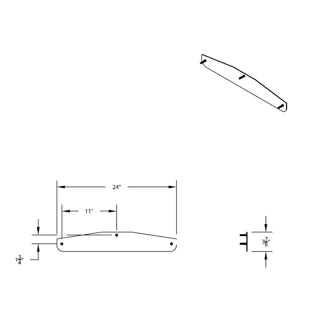 4" X 24" Chrome Standard Bottom Mud Flap Plate - Welded Stud