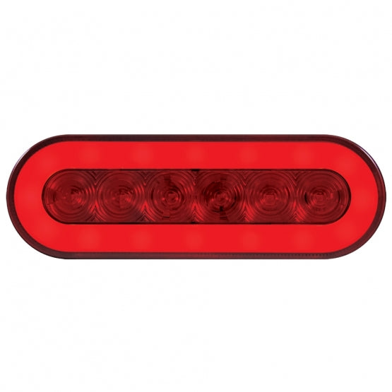 2-1/2" Bolt Pattern SS Spring Loaded Bar With 6X 22 Red LED 6" Oval GloLight & Visor -Red Lens (Pair)