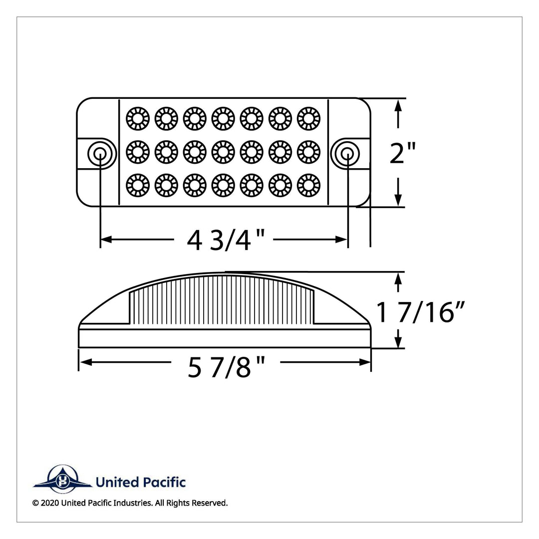 21 LED Reflector Rectangular Light (Clearance/Marker) - Amber LED/Clear Lens
