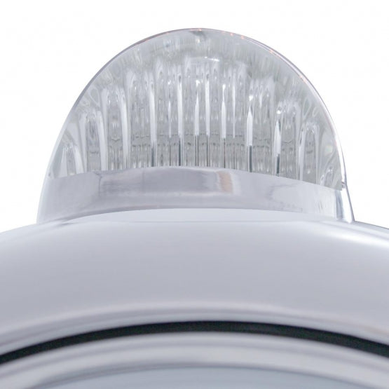 Chrome Guide 682-C Headlight H4 With 10 Amber LED &amp; LED Signal - Clear Lens