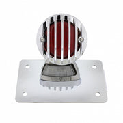 Motorcycle LED "Bobber" Style Horizontal Tail Light With Chrome Grille Bezel-Red Lens