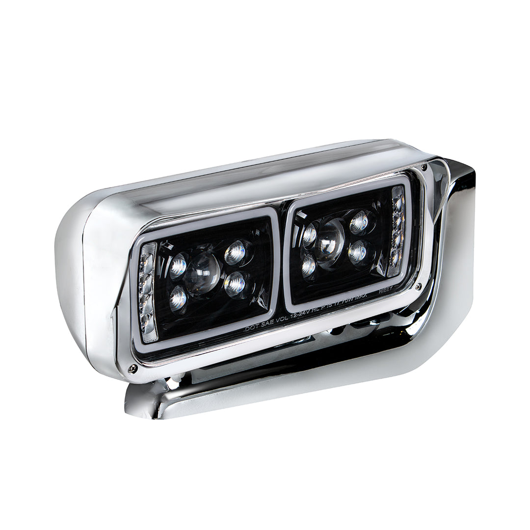 10 High Power LED "Blackout" Projection Headlight Assembly With Mounting Arm - Passenger