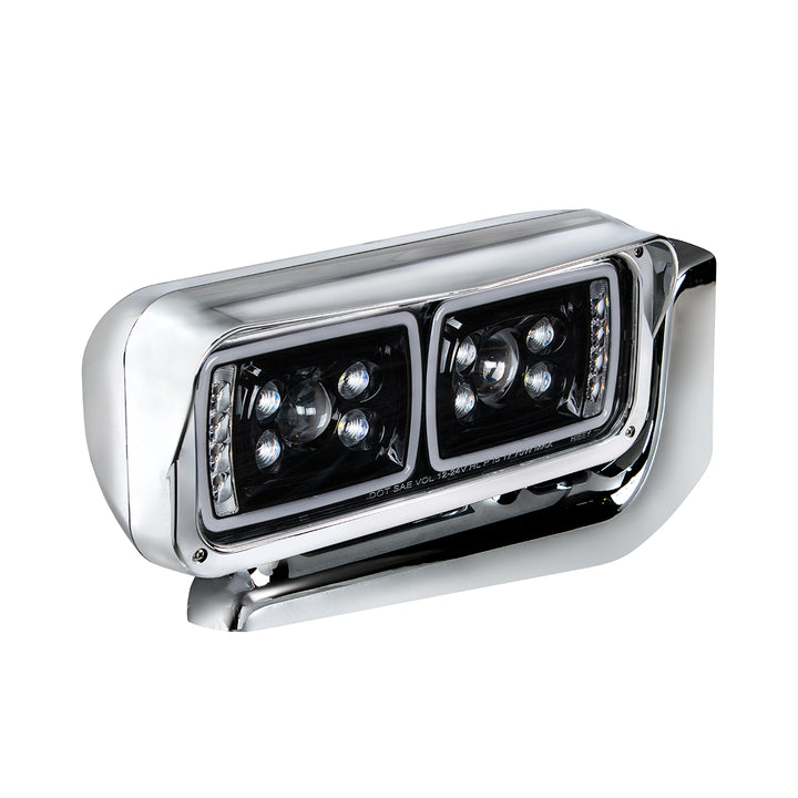 10 High Power LED "Blackout" Projection Headlight Assembly With Mounting Arm - Passenger