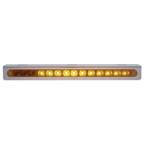 Stainless Light Bracket With 14 LED 12" Sequential Light Bar (Right to Left) - Amber LED/Amber Lens