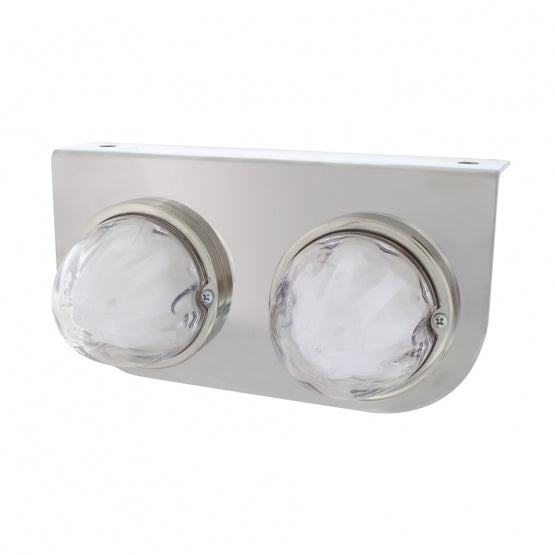 Stainless Light Bracket With 2X 9 LED Dual Function Watermelon GloLight - Red LED/Clear Lens