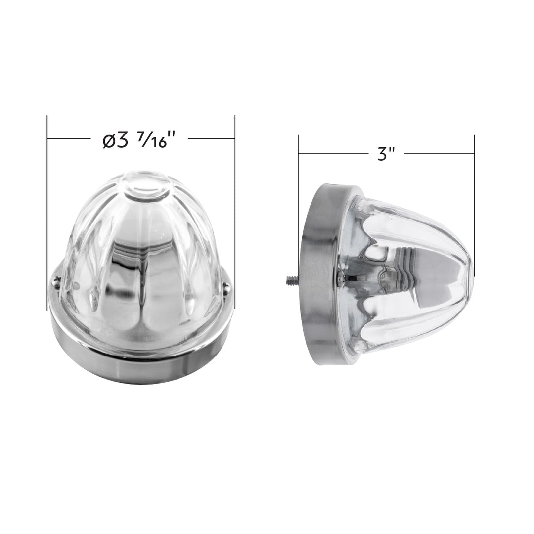 Dual Function Clear Glass Watermelon Flush Mount Kit With LED Bulb - White
