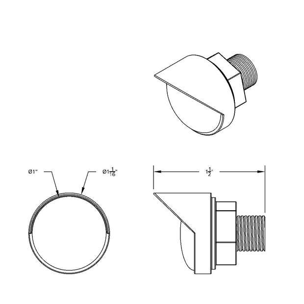 3 High Power LED 1" Light (Clearance/Marker) With Visor - Amber LED/Amber Lens