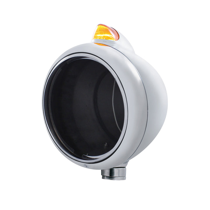 Stainless Steel Guide 682-C Headlight No Bulb &amp; Original Style LED Signal-Amber Lens