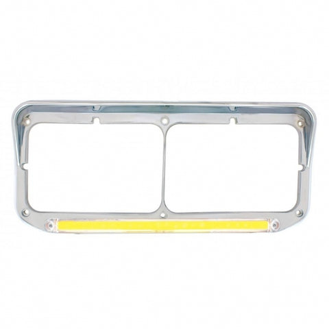 24 LED Rectangular Dual Headlight Bezel With Visor & GloLight - Amber LED/Clear Lens