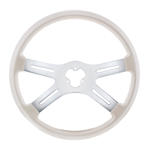18" Vibrant Color 4 Spoke Steering Wheel - Pearl White