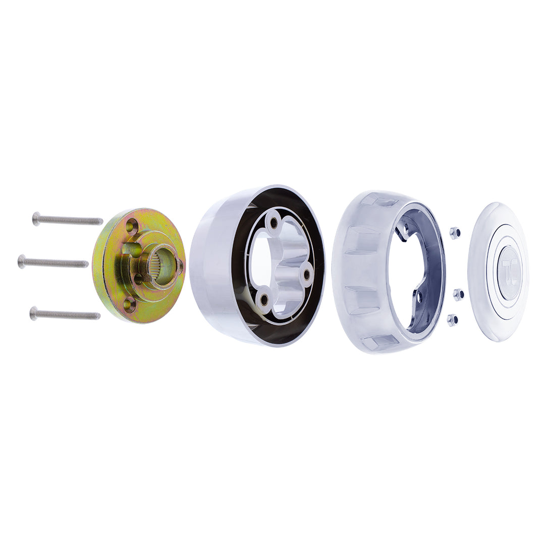 Chrome Steering Wheel Hub &amp; Horn Button Kit For 2014-2024 Kenworth T680 &amp; Peterbilt 579