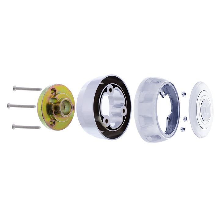 Chrome Steering Wheel Hub &amp; Horn Button Kit For 2014-2024 Kenworth T680 &amp; Peterbilt 579